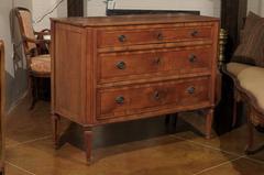 Narrow Italian Neoclassical Fruitwood Three-Drawer Commode, circa 1790