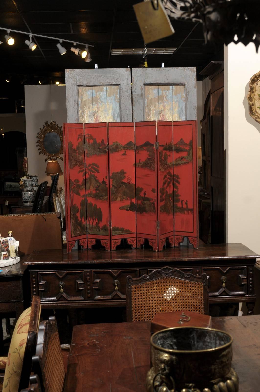 19th Century Petite Chinese Red Lacquer Screen In Good Condition In Atlanta, GA