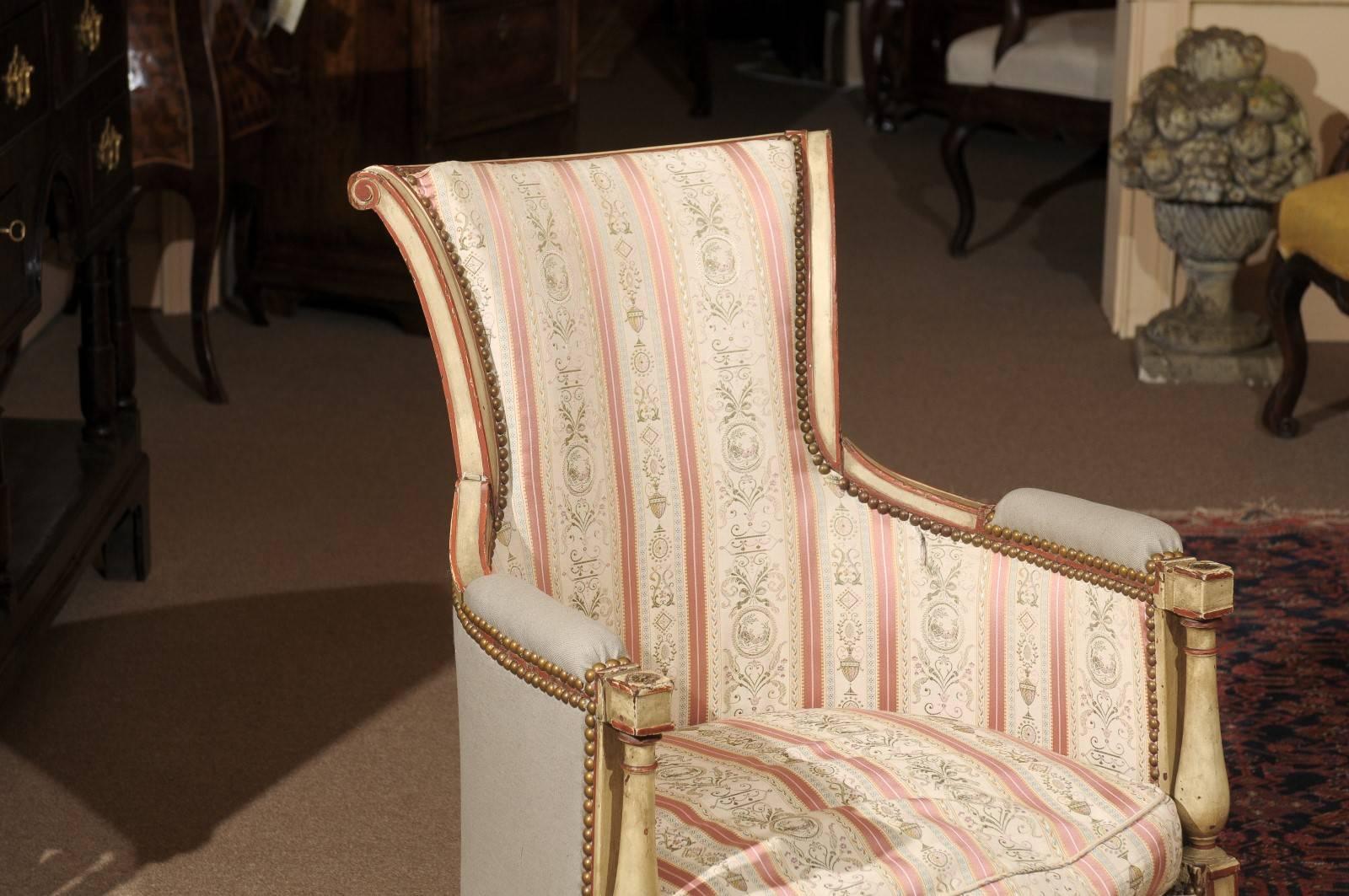 Directoire Painted Bergere, France, 19th Century In Good Condition In Atlanta, GA