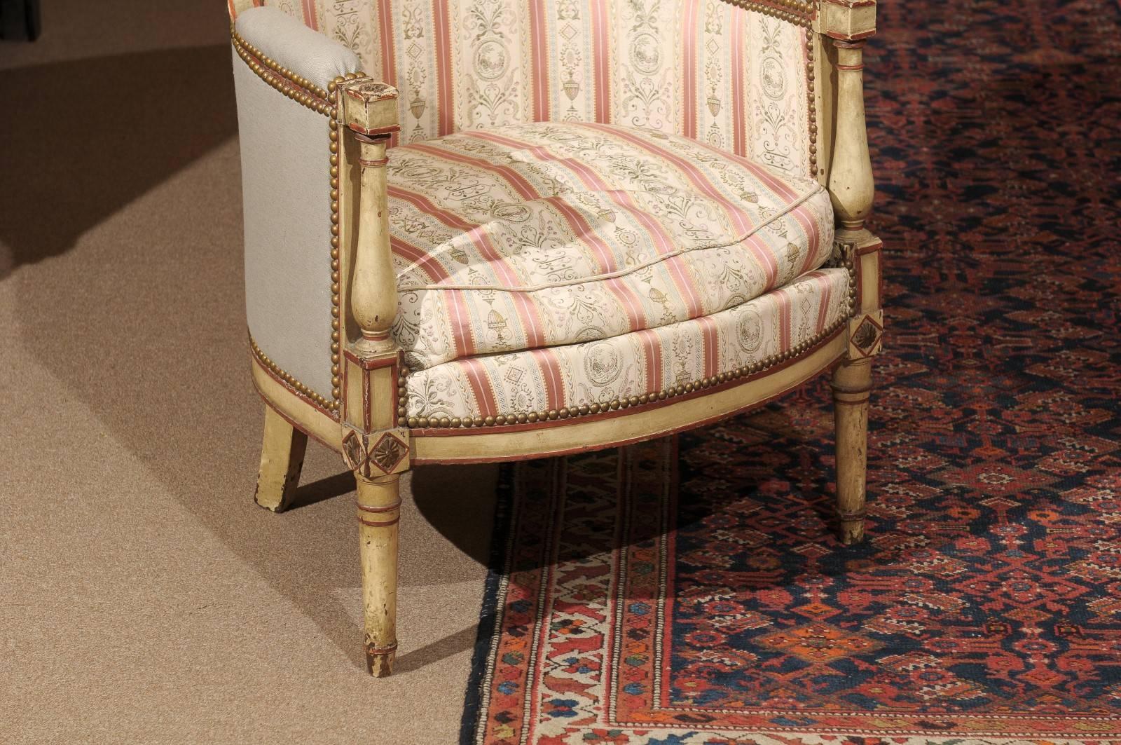 Directoire Painted Bergere, France, 19th Century 1