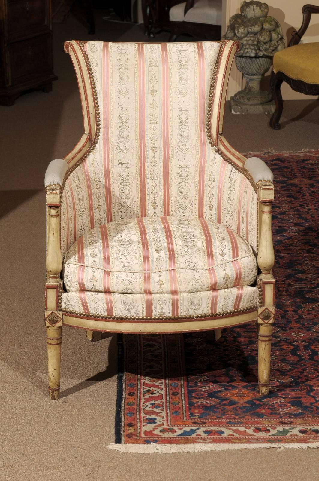 Directoire Painted Bergere, France, 19th Century 2