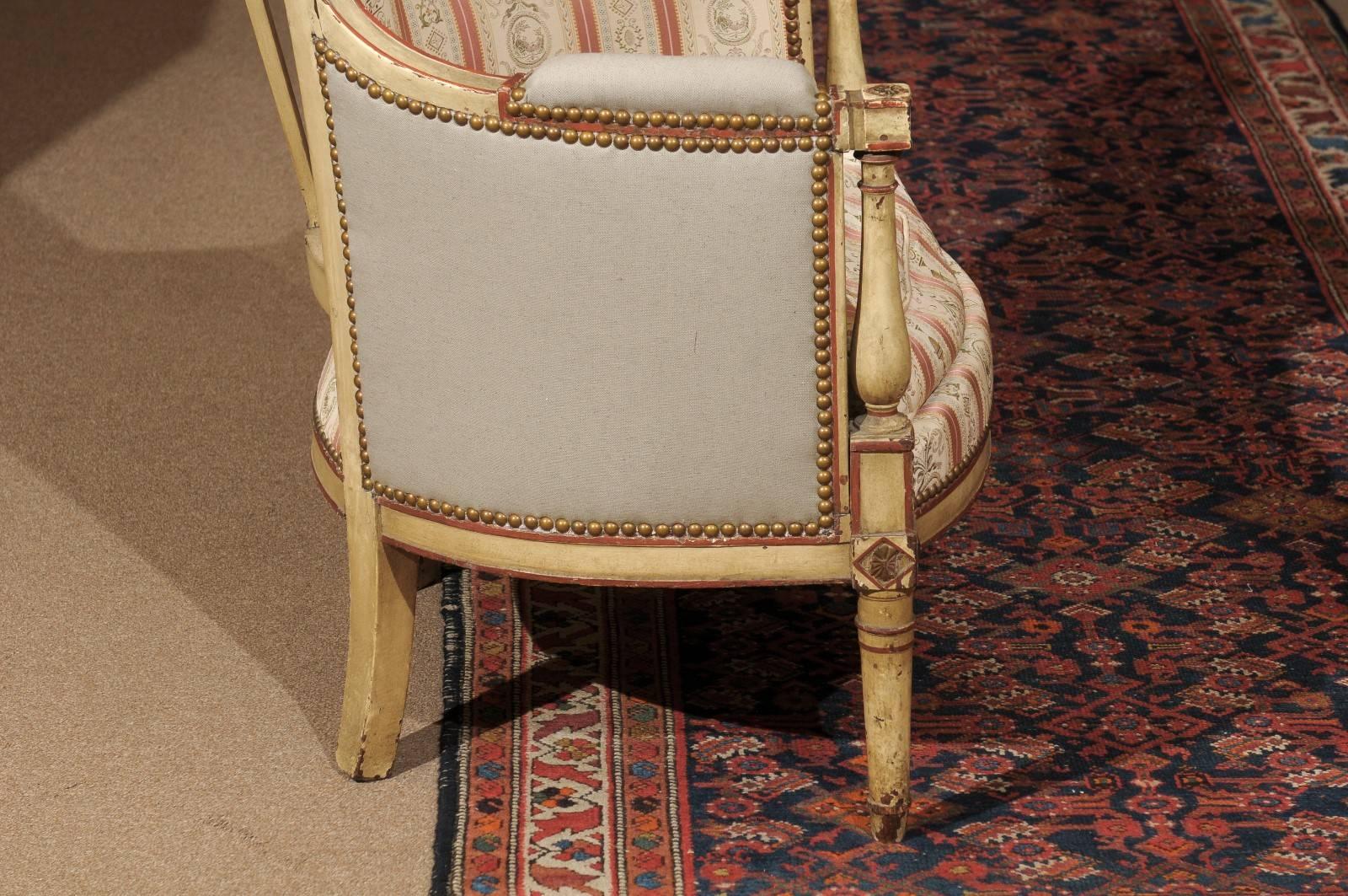 Directoire Painted Bergere, France, 19th Century 3