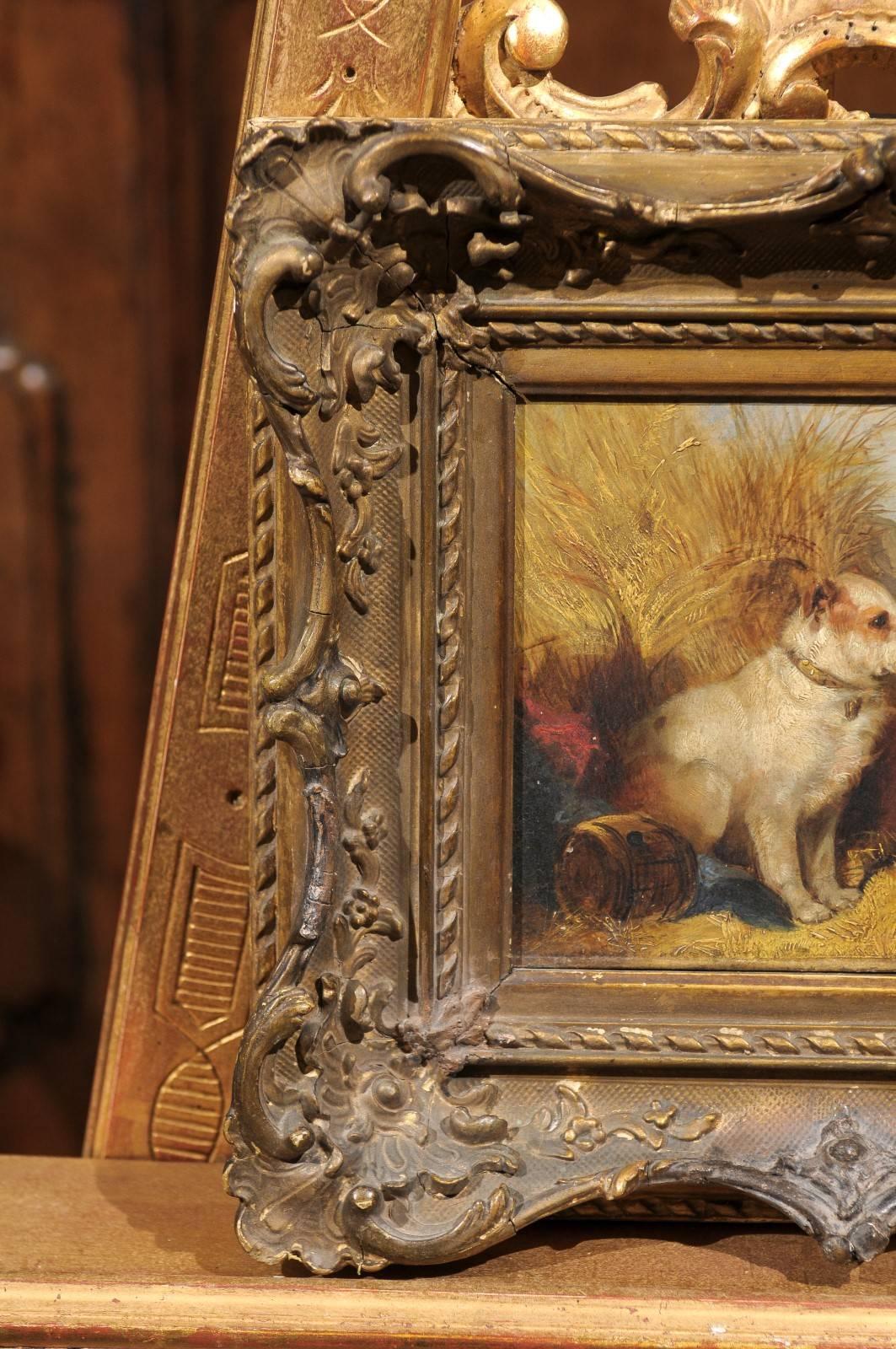 19th Century Oil on Canvas Painting of Dogs, signed by artist “George Armfield” In Good Condition In Atlanta, GA