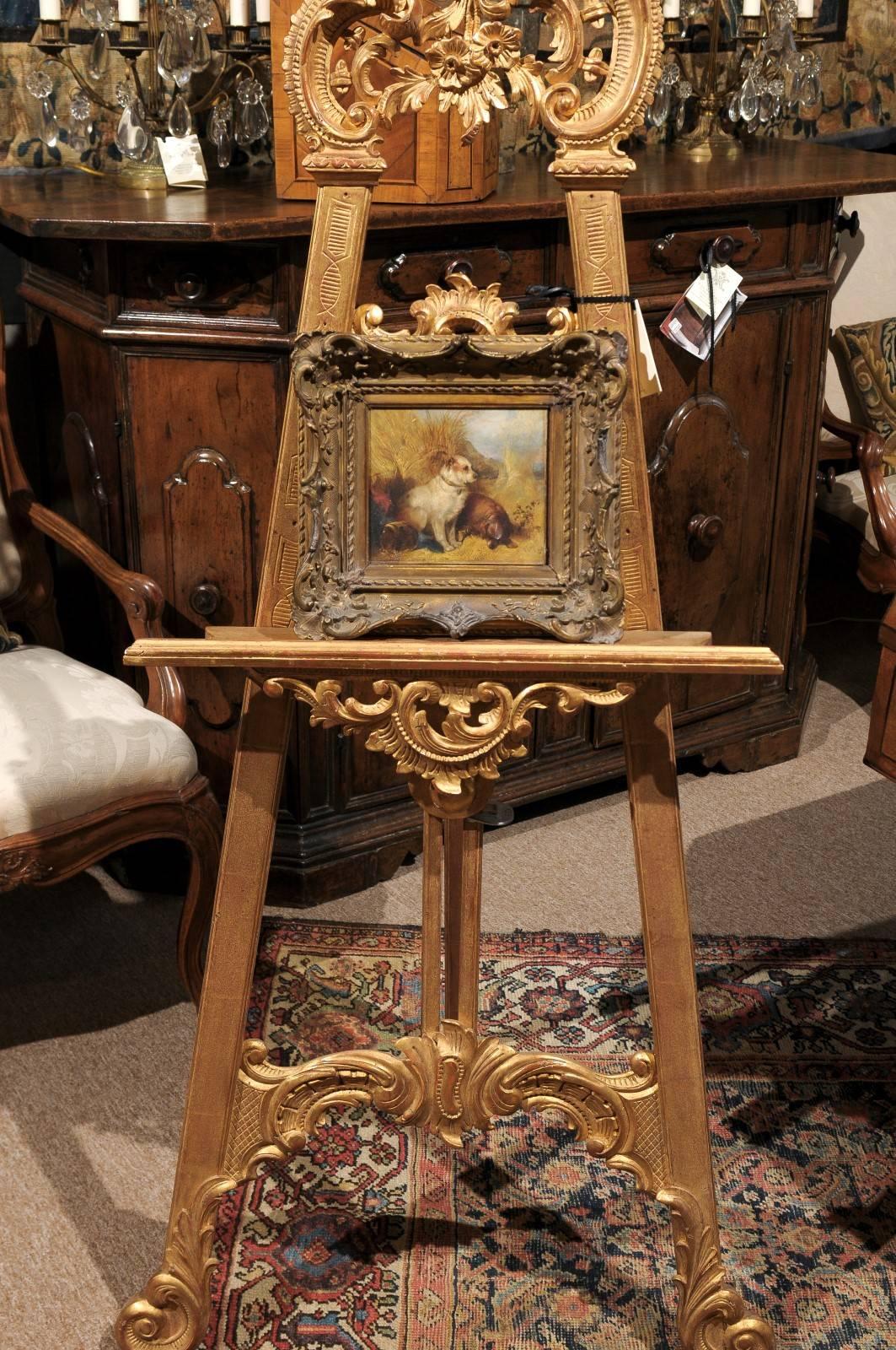 English 19th Century Oil on Canvas Painting of Dogs, signed by artist “George Armfield”