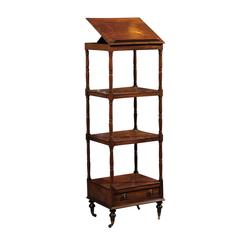 19th Century English Mahogany Trolley with Music Stand, Three Shelves & Drawer
