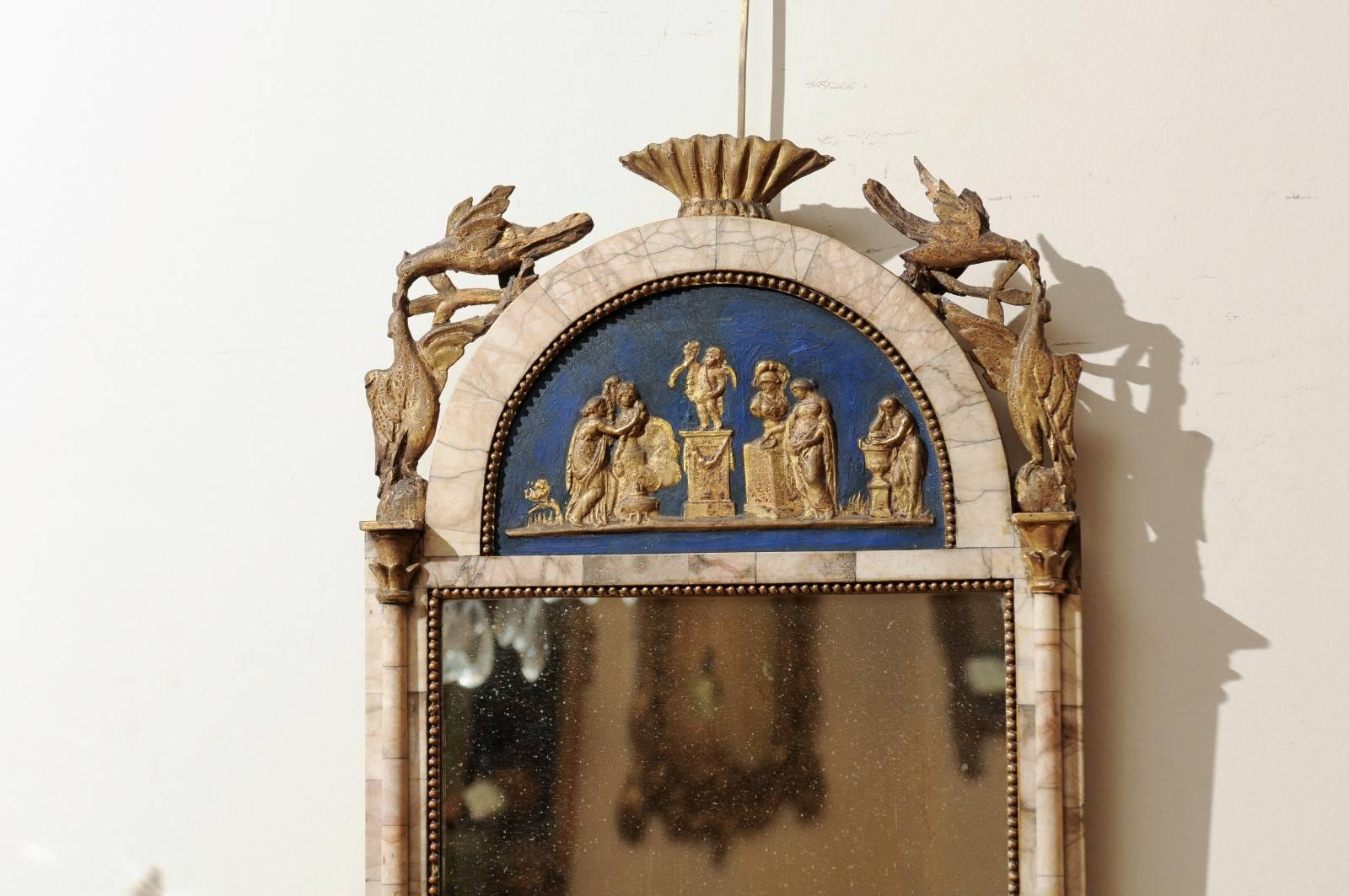 Early 19th Century Spanish Marble Mounted and Parcel-Gilt Mirror For Sale 2