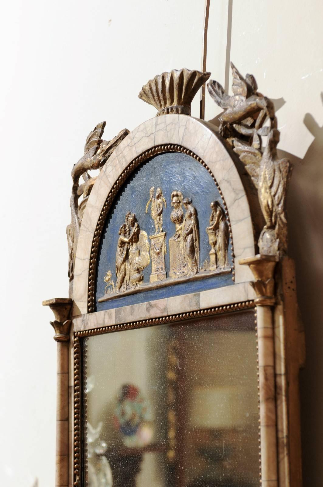 Early 19th Century Spanish Marble Mounted and Parcel-Gilt Mirror For Sale 4
