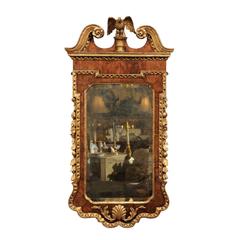 Mid-18th Century George II Burled Walnut and Parcel-Gilt Mirror with Eagle Cest 7