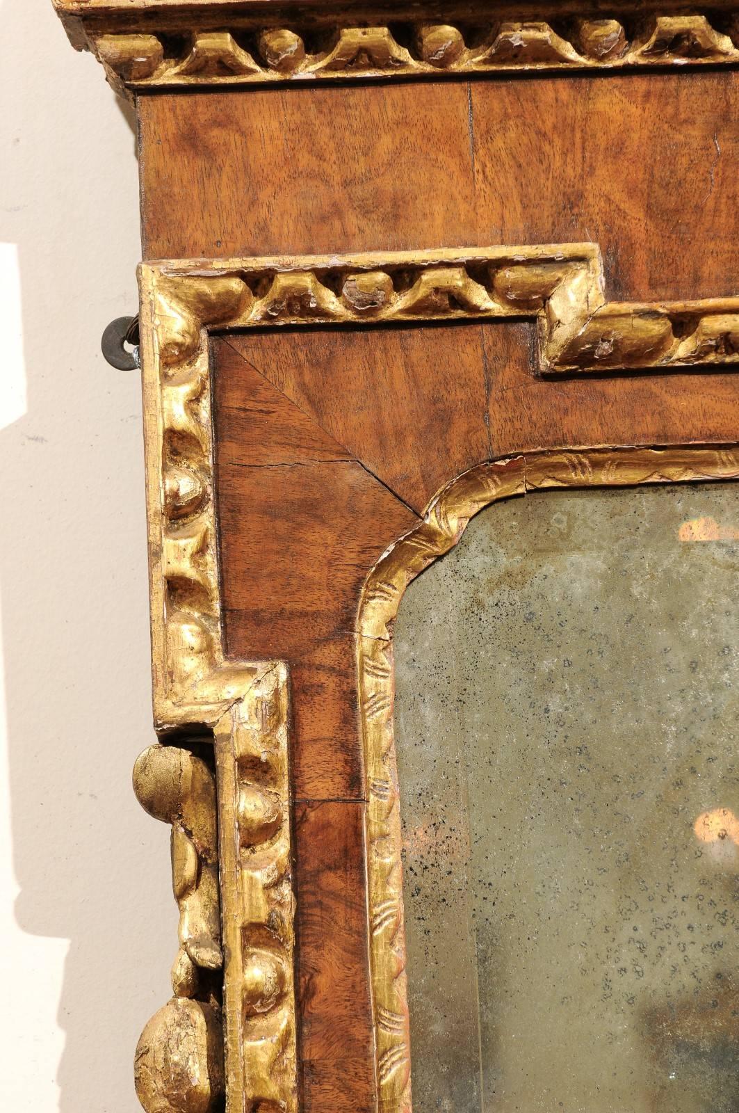 Mid-18th Century George II Burled Walnut and Parcel-Gilt Mirror with Eagle Cest 5