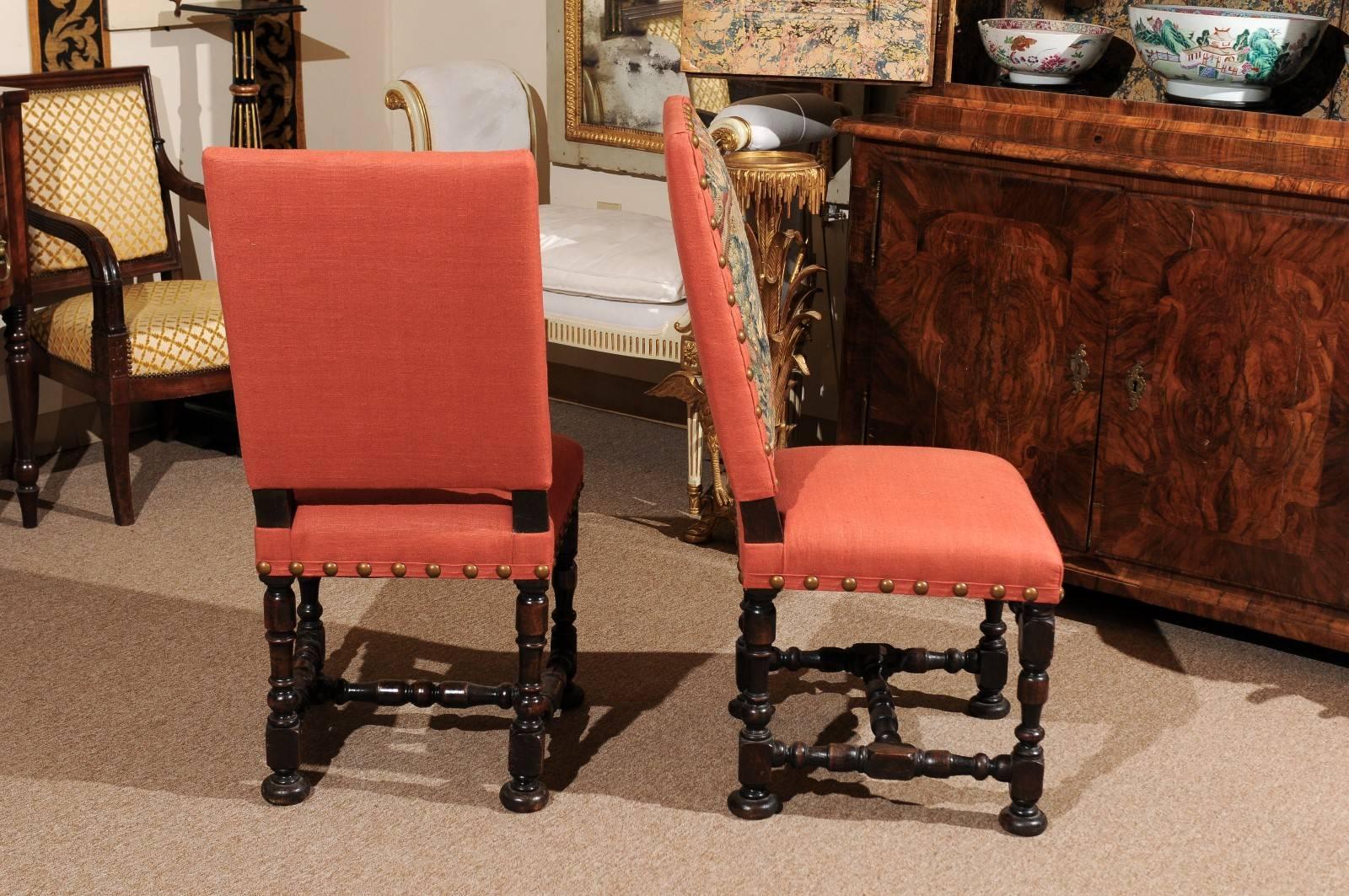 Pair of Louis XIII Style Oak Side Chairs, France 18th Century 1
