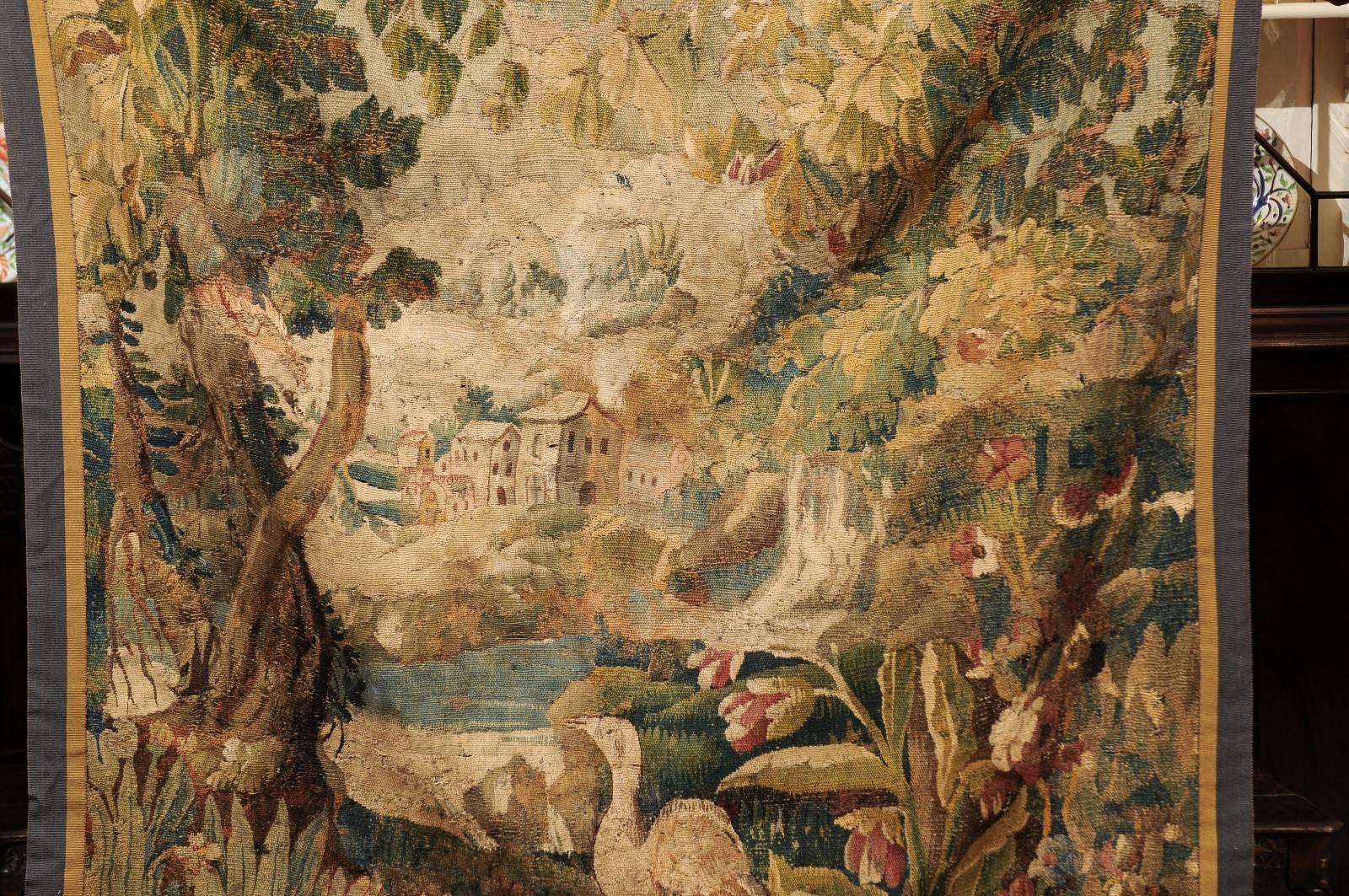 18th Century and Earlier 18th Century French Aubusson Tapestry of Village through the Trees