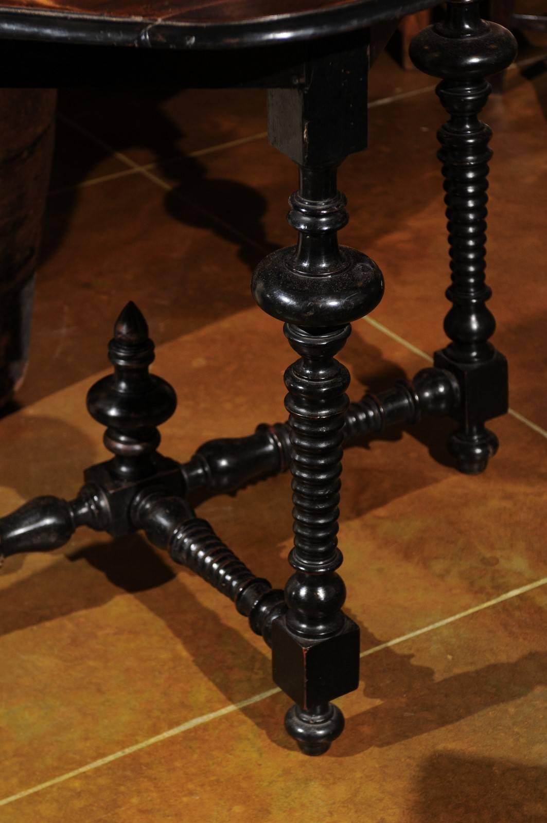 Ebonized 18th Century Walnut Louis XIII Style Serpentine Console Table, Italy