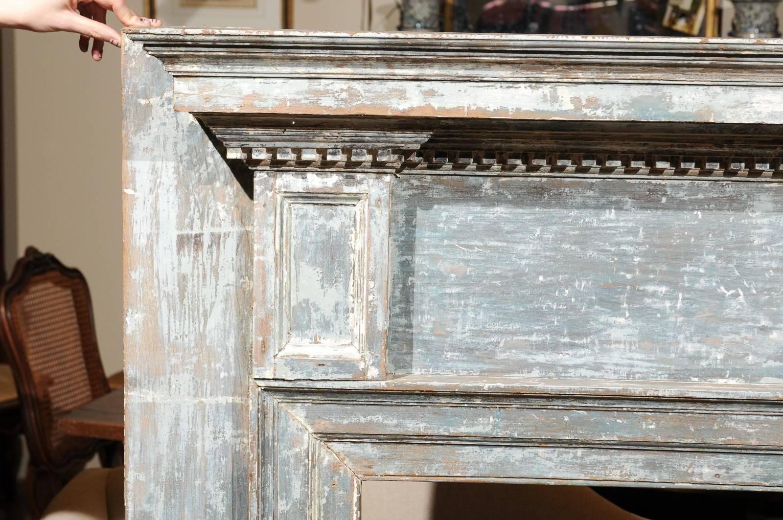 18th Century, American Federal Painted Blue Mantel 4