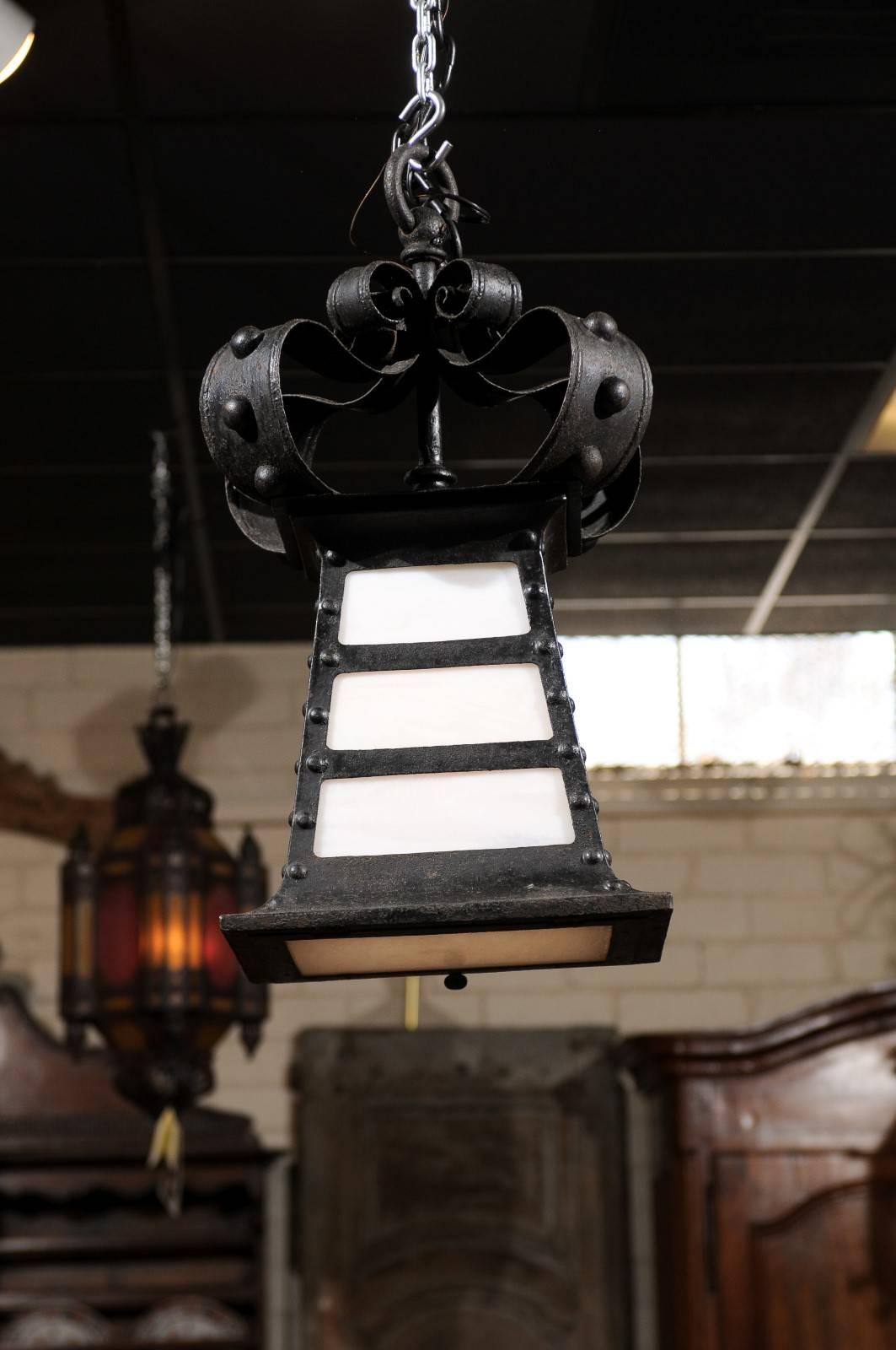 French Iron Lantern, Early 20th Century For Sale 3