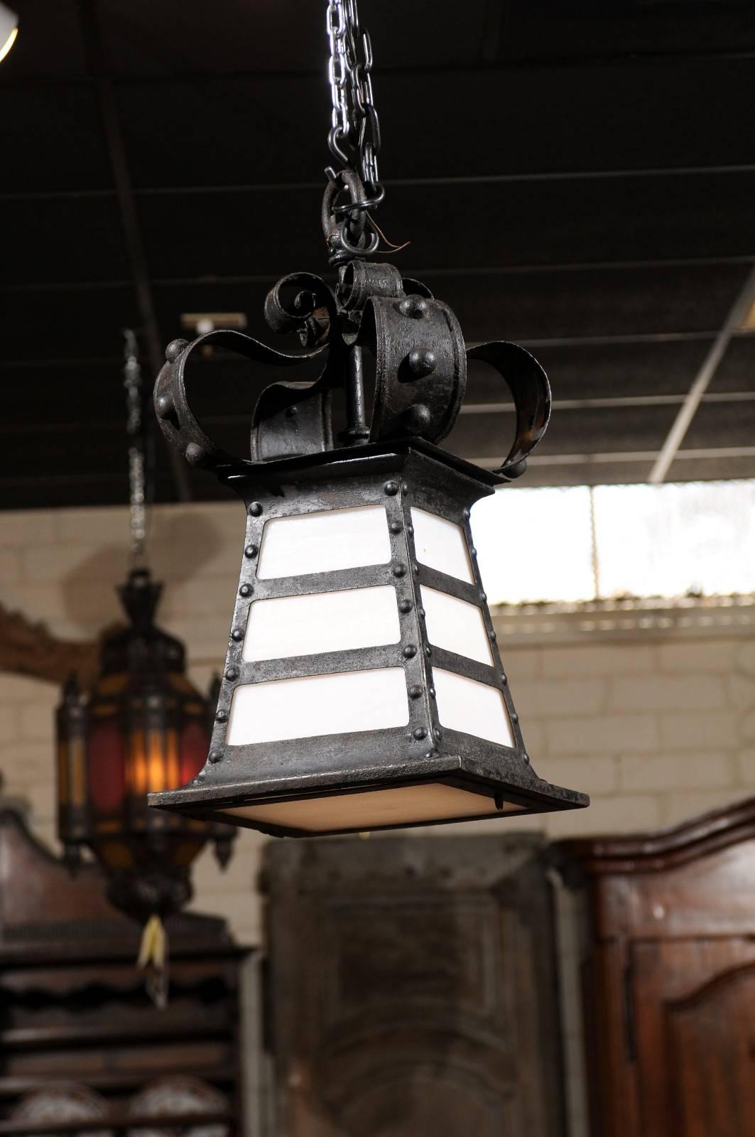 French Iron Lantern, Early 20th Century For Sale 5