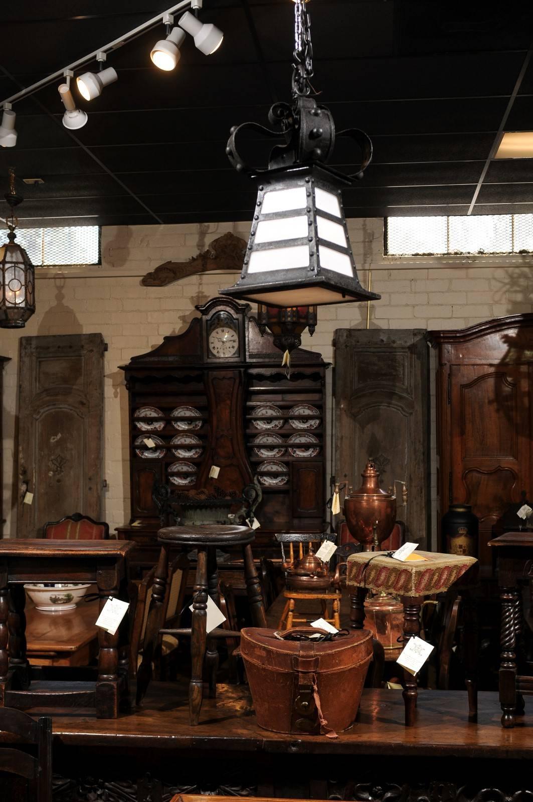 French Iron Lantern, Early 20th Century In Good Condition For Sale In Atlanta, GA