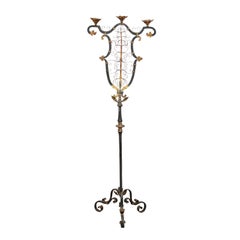 Antique French Wrought Iron Floor Candelabra, ca. 1900