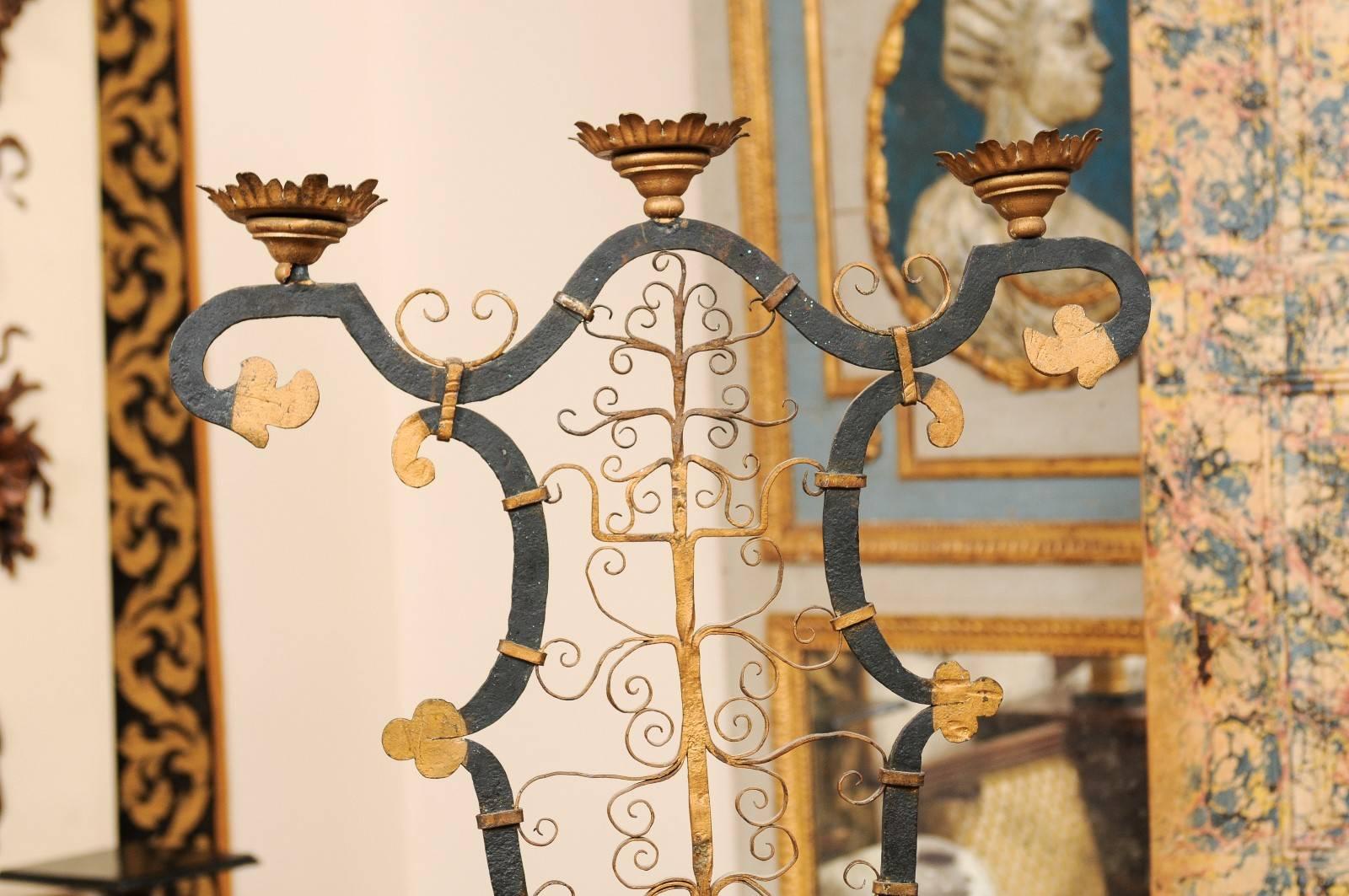 French Wrought Iron Floor Candelabra, ca. 1900 For Sale 1