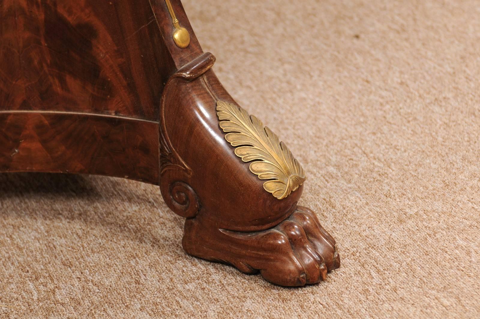 Ormolu French Empire Mahogany Centre Table with Bronze Dore Mounts, Early 19th Century For Sale