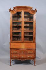 Louis XV Walnut Bureau Bookcase with Arched Cornice, France, circa 1750