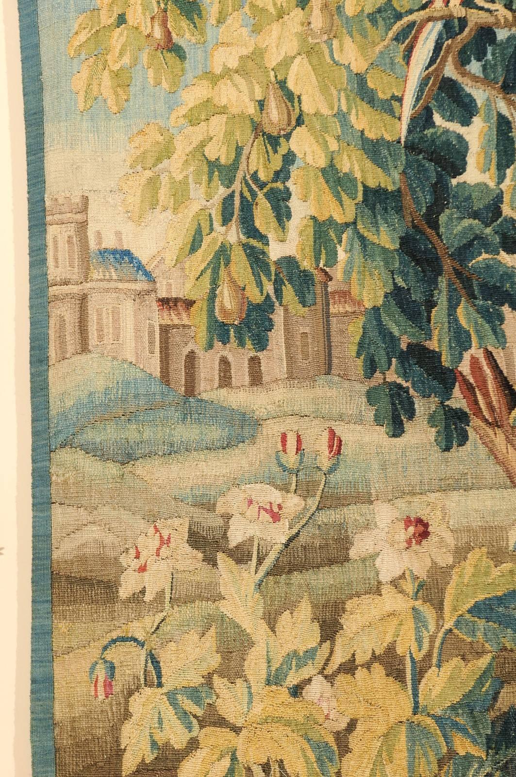 Wool 18th Century French Verdure Tapestry of Village through Trees