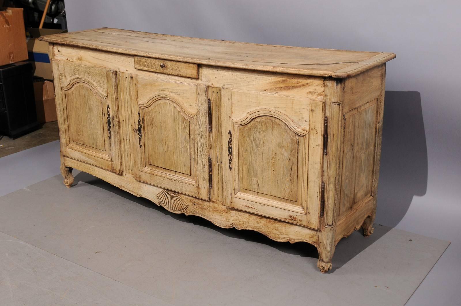 19th Century French Louis XV and XVI Transitional Style Oak Enfilade with Bleached Finish