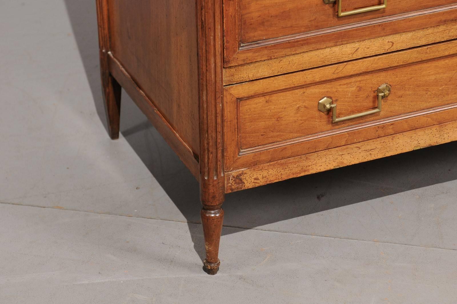 Louis XVI French Walnut Commode with Grey Marble Top 2