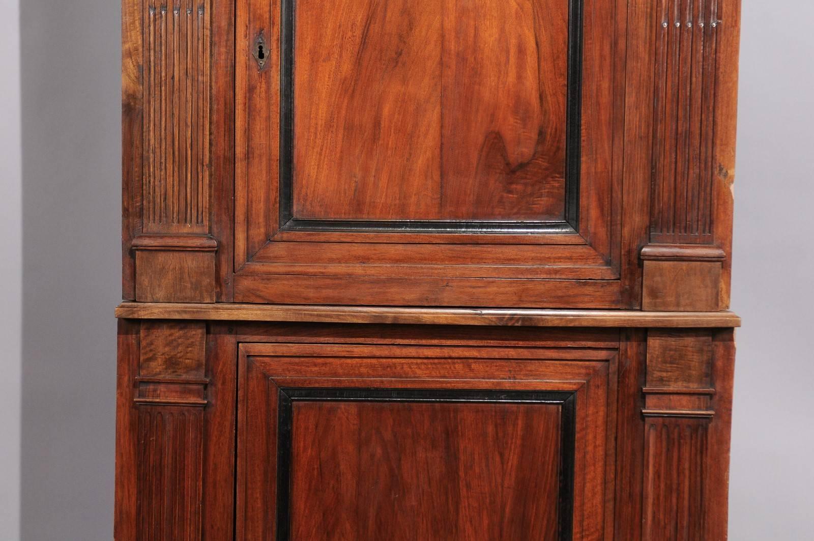 18th Century French Directoire Walnut Corner Cupboard, ca. 1790 For Sale