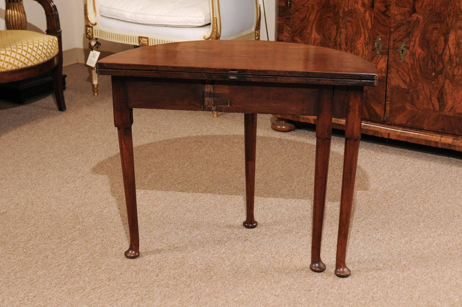 18th Century English Mahogany Demilune Flip-Top Game Table 3