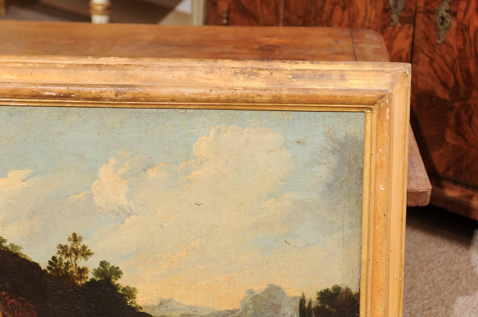 Pair of 18th Century Italian Oil on Canvas Landscape Painting In Excellent Condition In Atlanta, GA