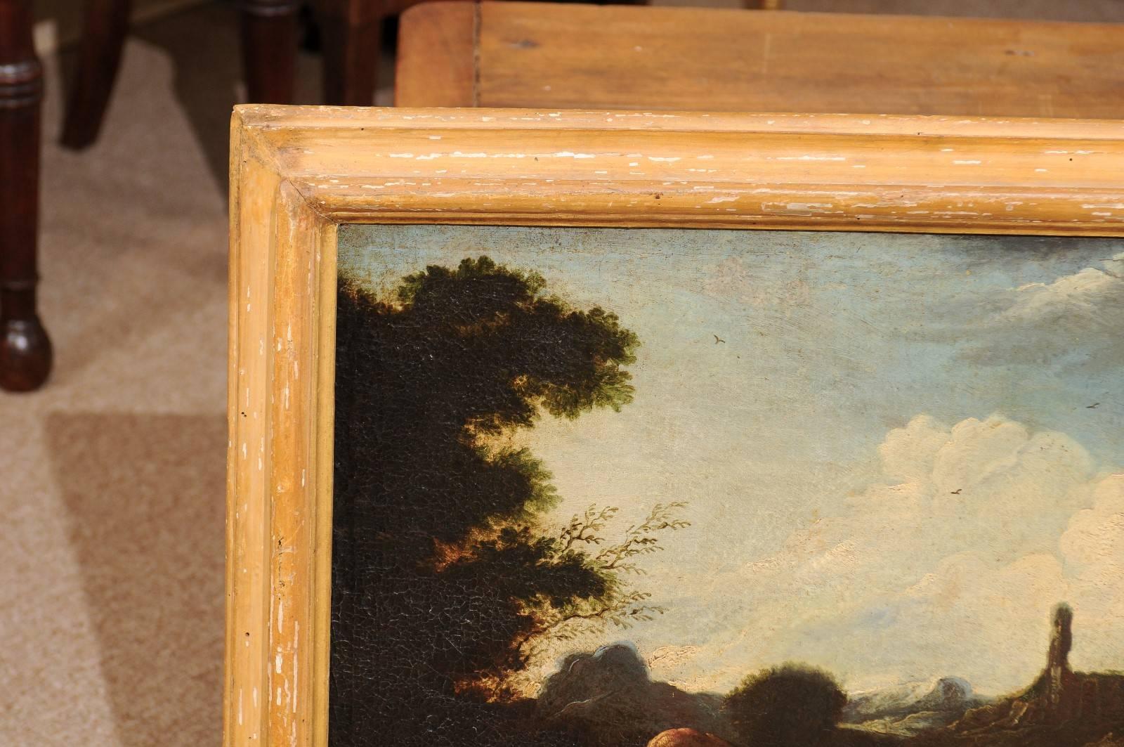 18th Century and Earlier Pair of 18th Century Italian Oil on Canvas Landscape Painting