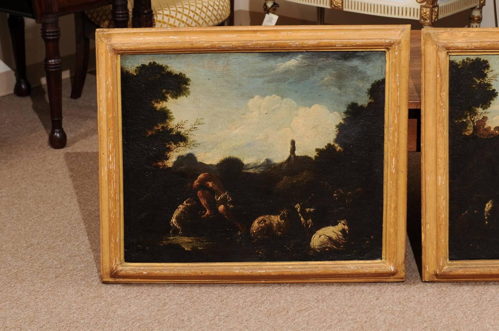 Pair of 18th Century Italian Oil on Canvas Landscape Painting 1