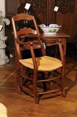 Sessel mit Leiterrückenlehne aus Obstholz mit Binsensitz im französischen Stil, ca. 1830