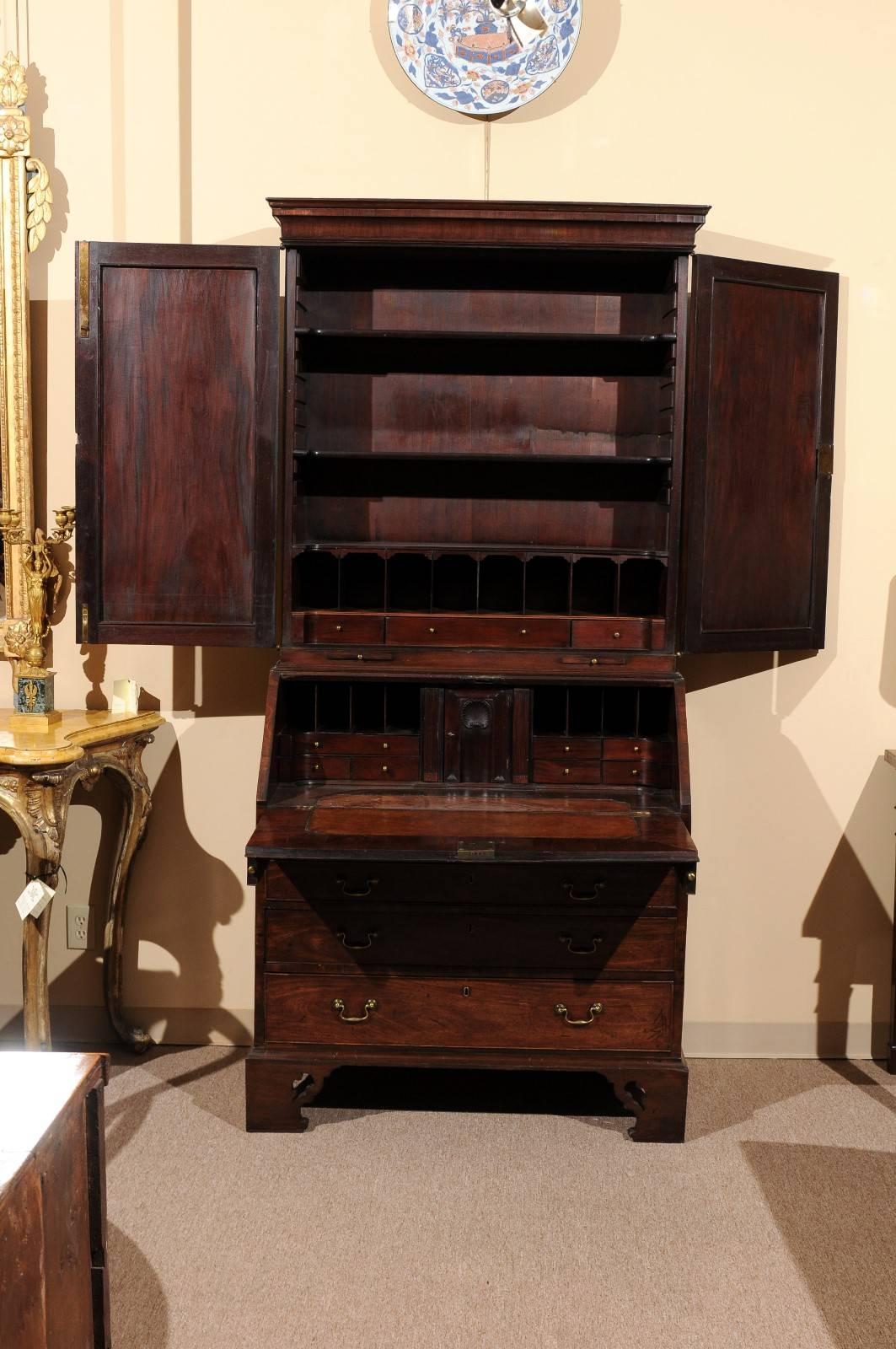 18th Century English George II Mahogany Bureau Bookcase, circa 1760 3