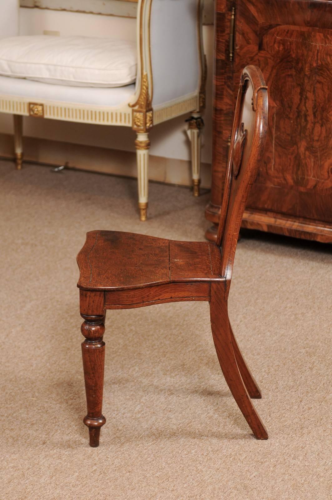 Late 19th Century English Oak Hall Chair 4