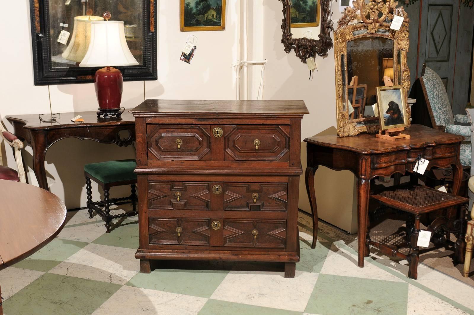 18th Century English Jacobean Style Cottage Chest In Good Condition In Atlanta, GA