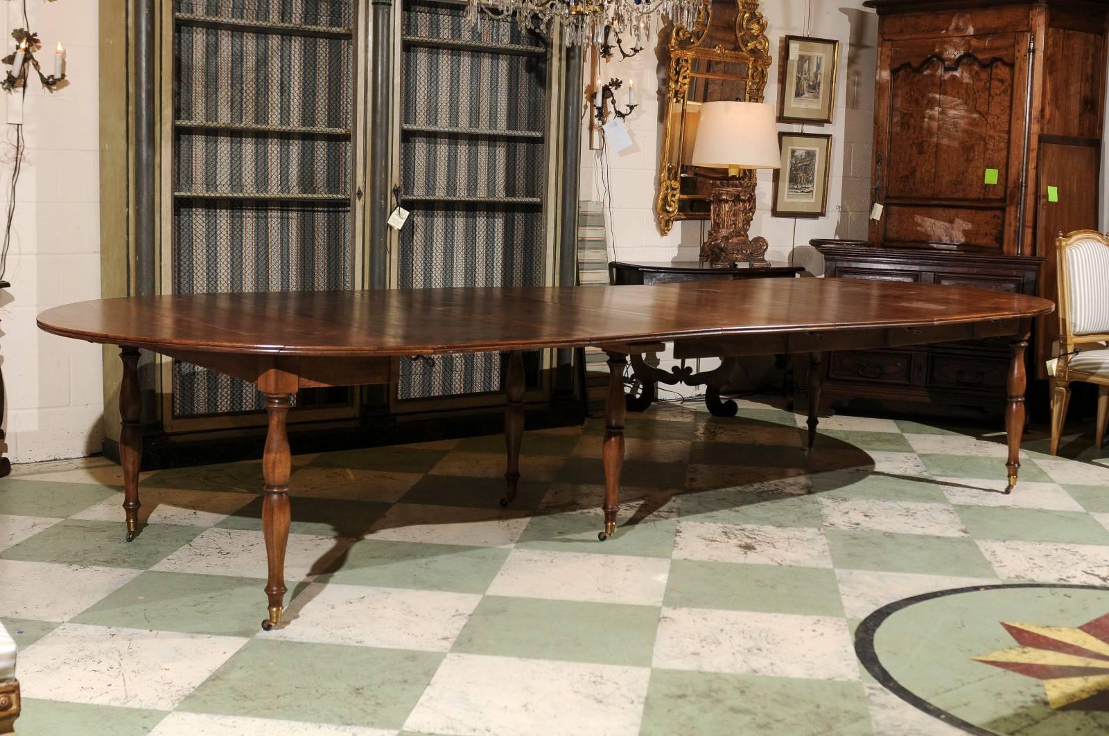 Hand-Crafted 19th Century French Walnut Extension Dining Table, circa 1830