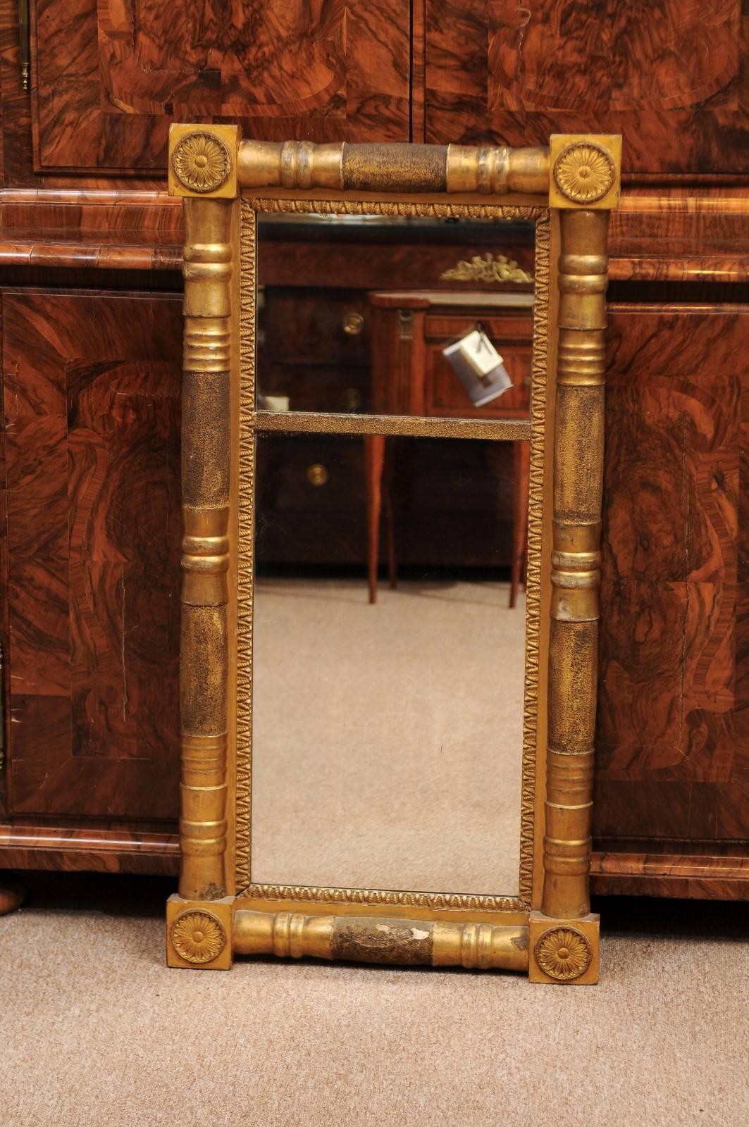 Federal style narrow giltwood mirror.