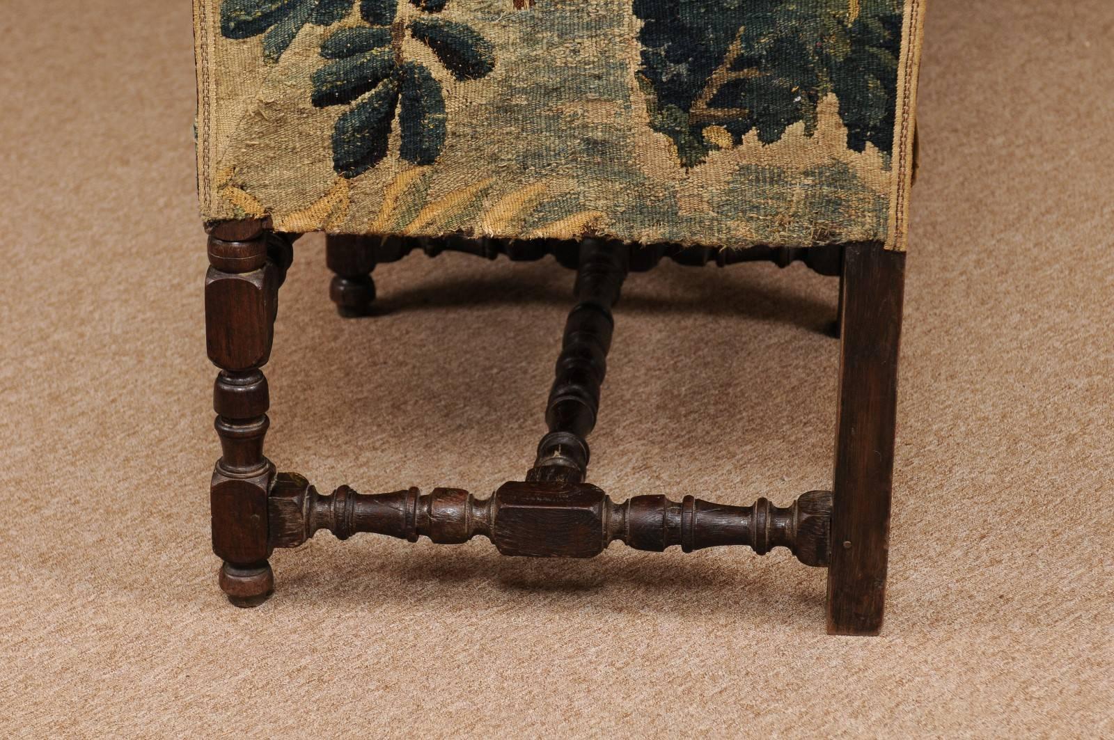 Early 18th Century French Louis XIII Oak Style Canape with 18th Century Aubsson 1
