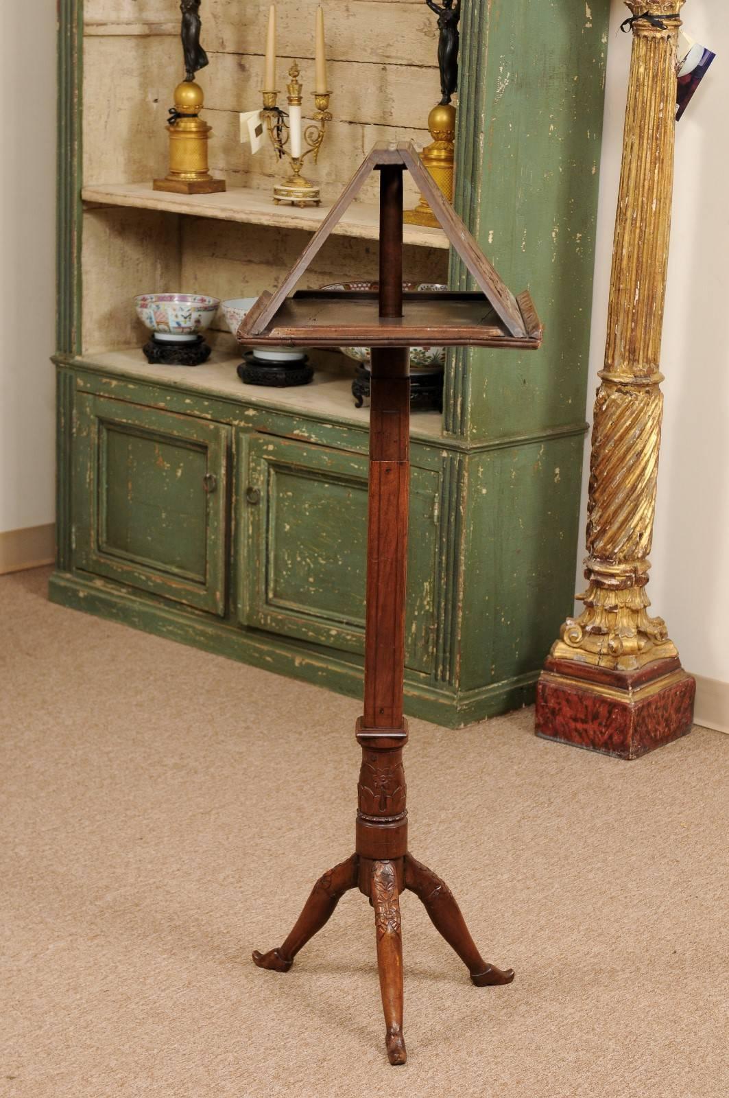 Hand-Carved 18th Century French Louis XVI Carved Walnut Duet Music Stand