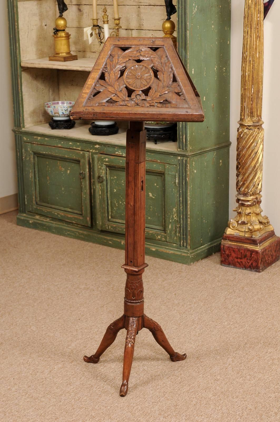 18th Century French Louis XVI Carved Walnut Duet Music Stand 1