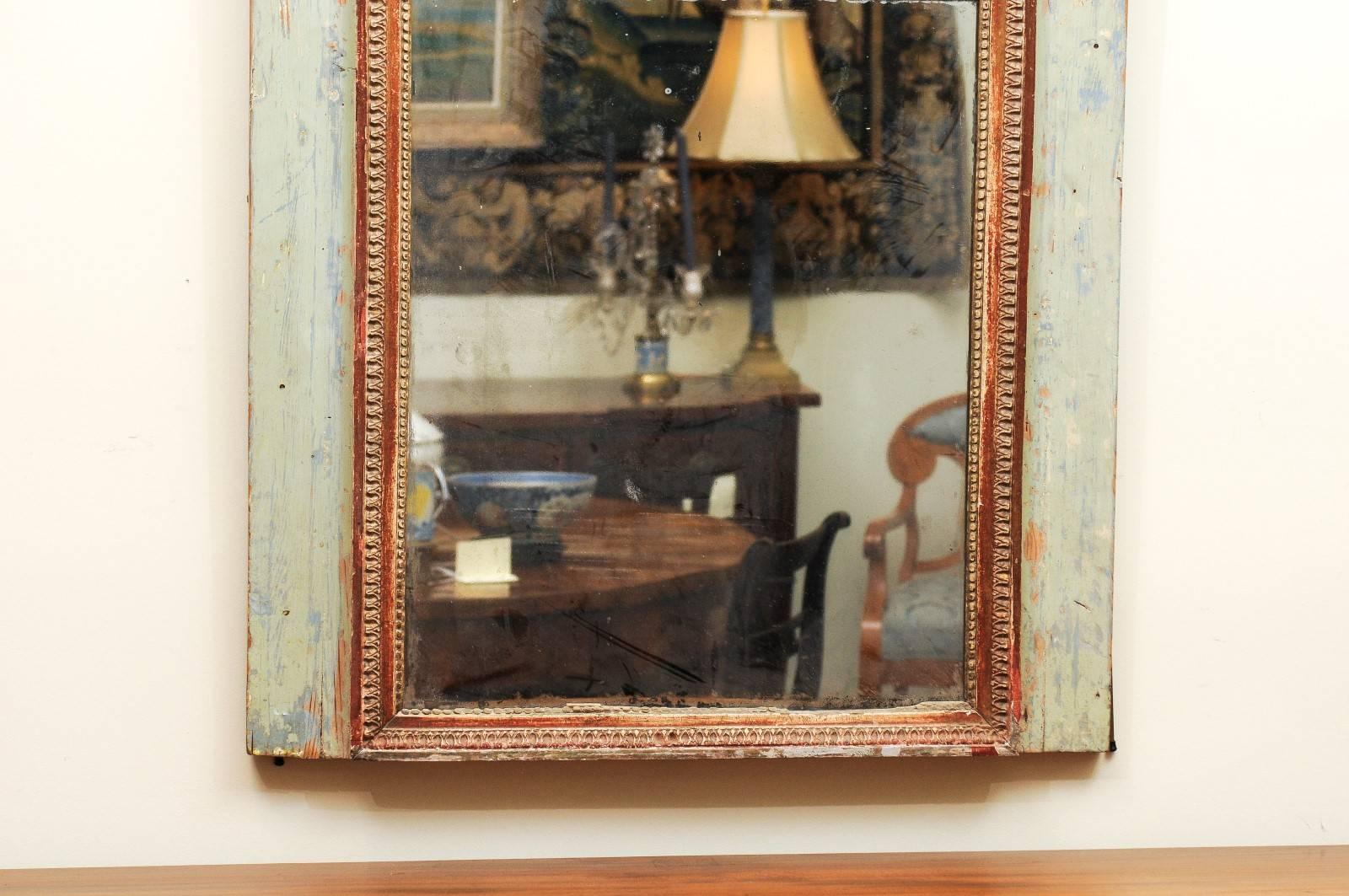 19th Century Neoclassical Style Painted Trumeau Mirror with Roman Scene