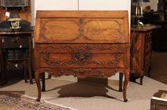 French Fruitwood Regence Bureau Slant Front Desk, Early 18th Century