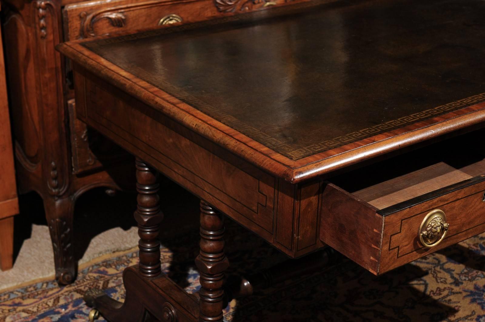 19th Century English Regency Style Mahogany Partners Writing Table In Good Condition In Atlanta, GA