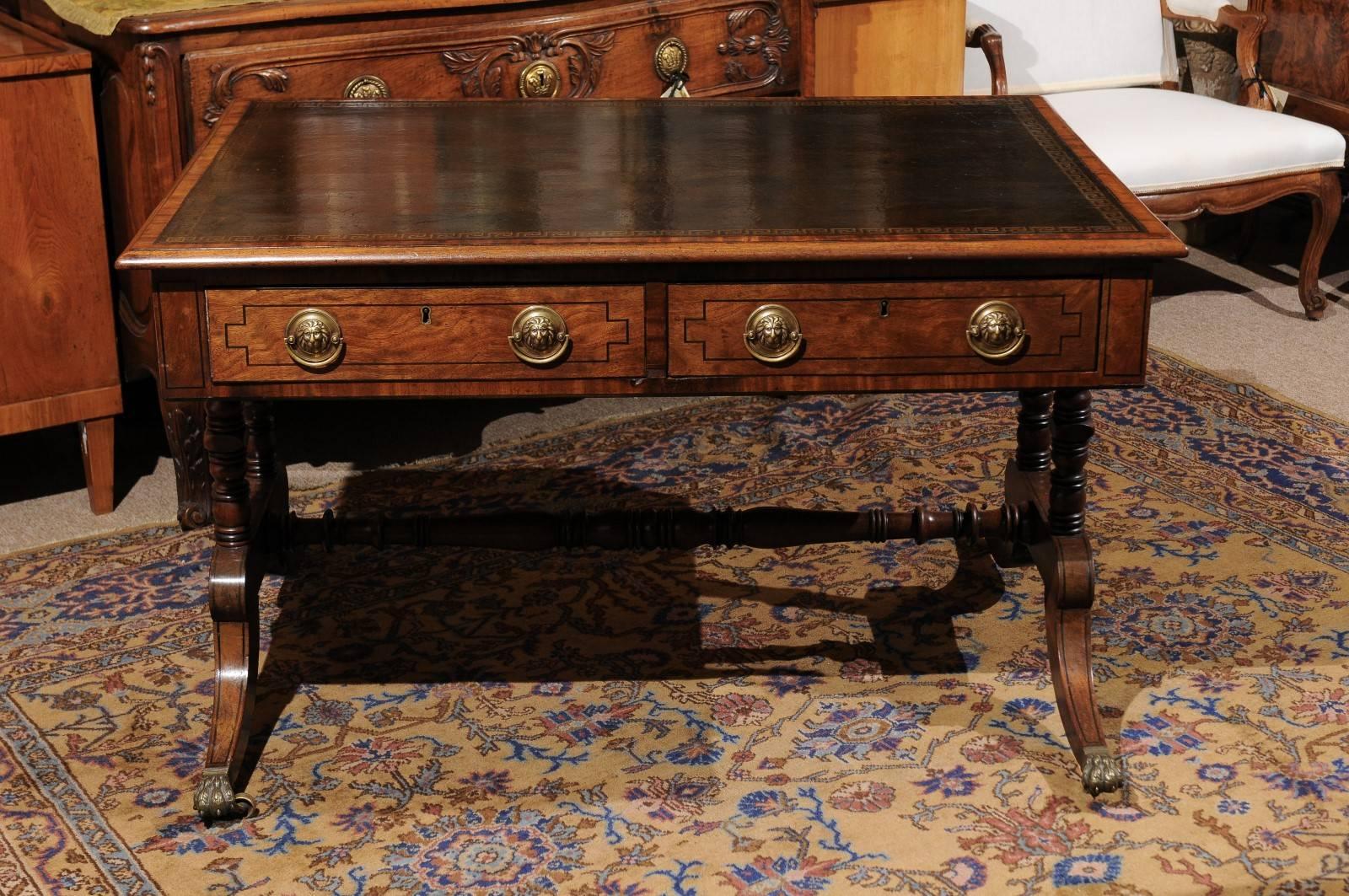 19th Century English Regency Style Mahogany Partners Writing Table 3