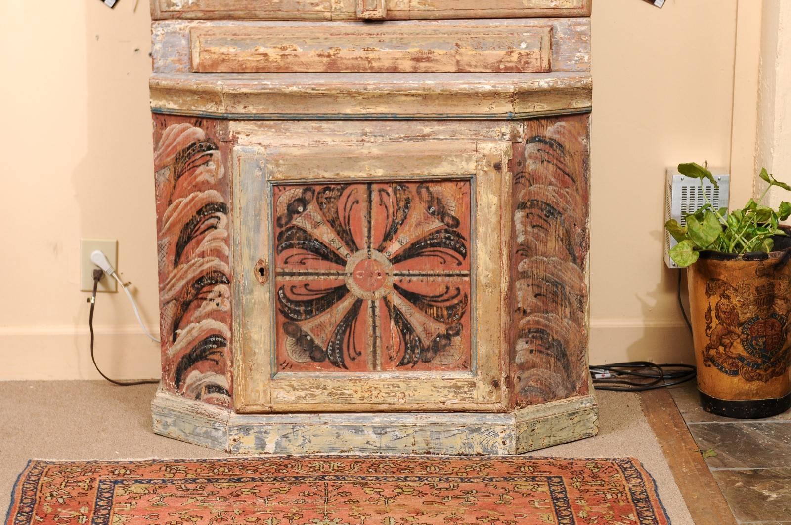 Swedish Painted Polychrome Cupboard, Early 19th Century 4