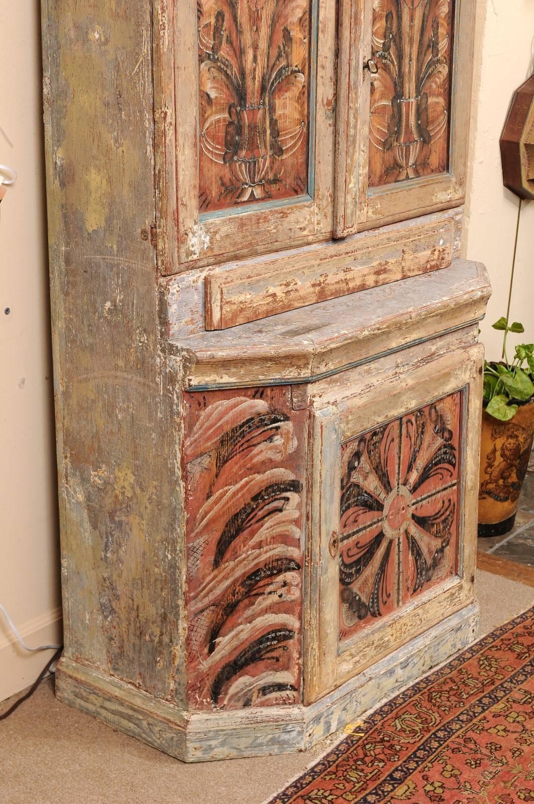 Swedish Painted Polychrome Cupboard, Early 19th Century 5
