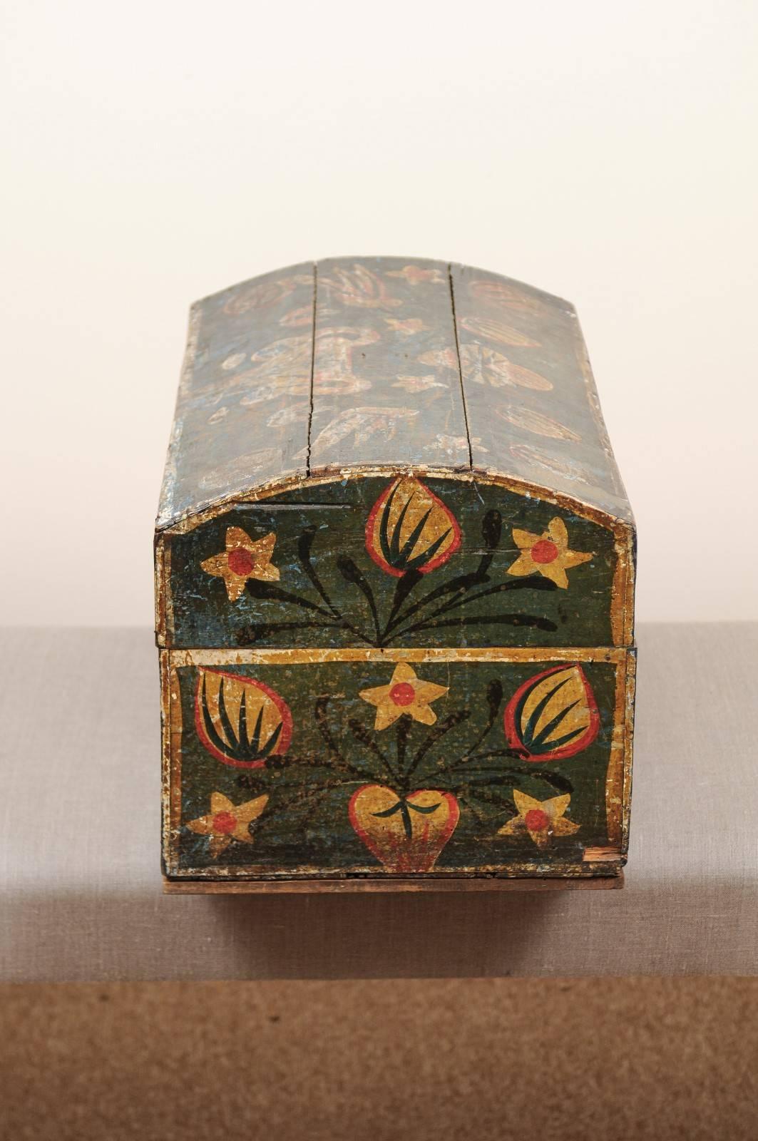 19th Century, Swedish Painted Brides Box with Floral Motif 3