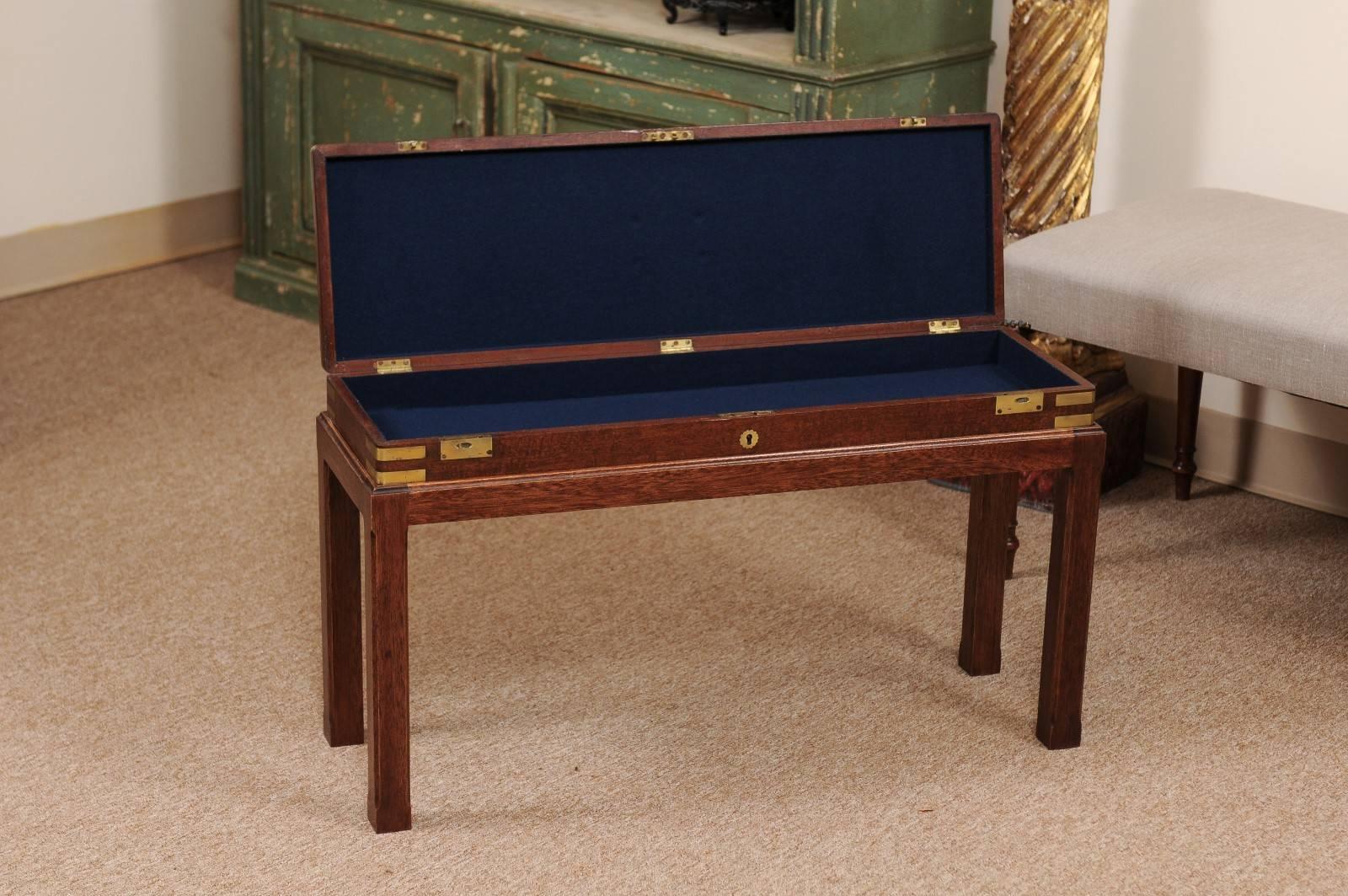 19th Century English Mahogany Gun Case with Brass on Later Stand 2