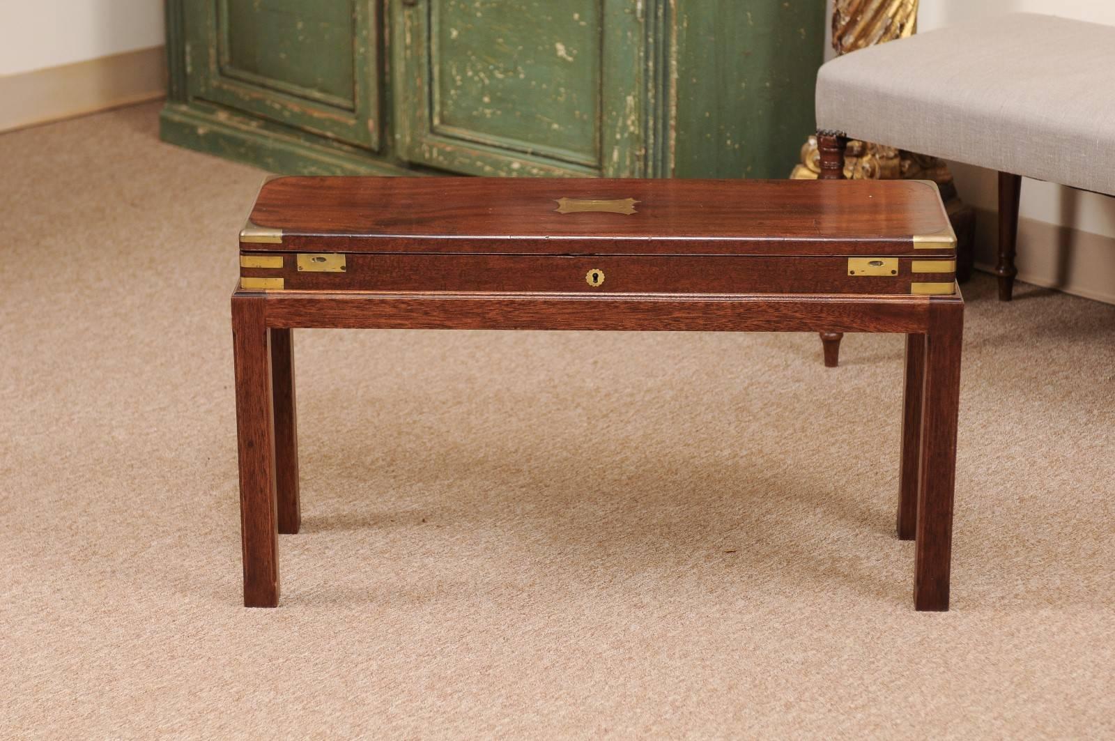 19th Century English Mahogany Gun Case with Brass on Later Stand 3